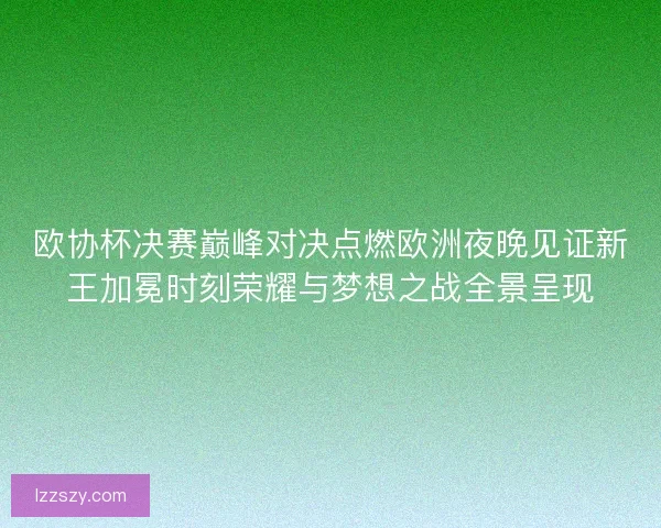 欧协杯决赛巅峰对决点燃欧洲夜晚见证新王加冕时刻荣耀与梦想之战全景呈现